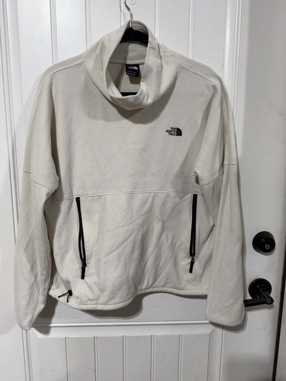 The North Face Fleeski Pullover Size L Cream White Fleece Funnel Neck